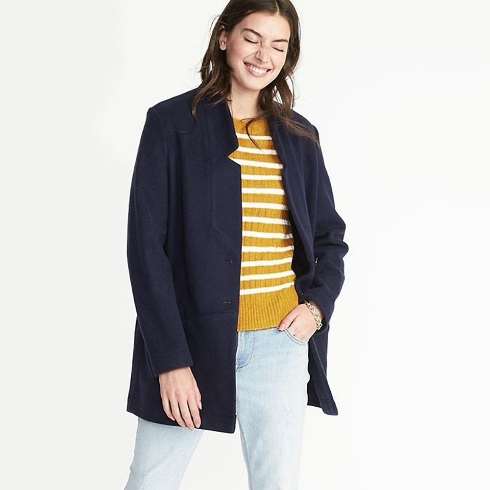 Brushed-Knit Coat for Women Lost at Sea Navy Large